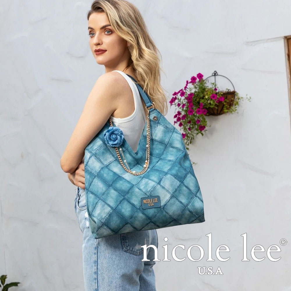 寸法押さえる NICOLE LEE ニコールリー P17089 青碧御花 ラージショルダーバッグ レディース ジーンズ キルティングパッチワーク 刺しゅう 通い通学 nicolelee ニコルロバート・エドワード・リー オトナカジュアル パール チェーン店 雅びやか 雅びやか 花束 金剛石編み目 さくら色 ローズ