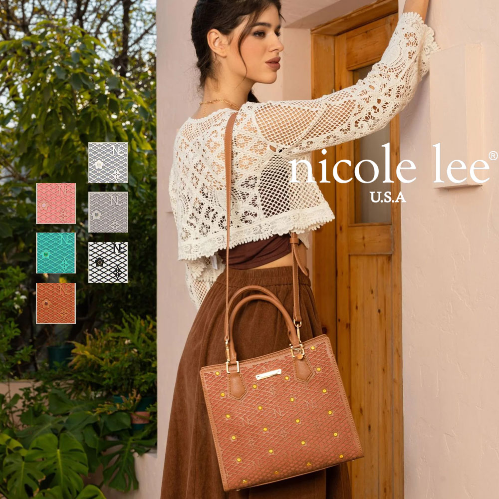 分量制限事項 NICOLE LEE ニコールリー LSR17286 GRACIE DOME SATCHEL ストラクチャード トートバッグ 肩部 真四角御徒面子 レディース 30代 40代 20代 インスタ 差し上げ物 通い通学 フラワーレーザーカット 珠玉ビジュー 色合い石ころ フローラル 雅びやか