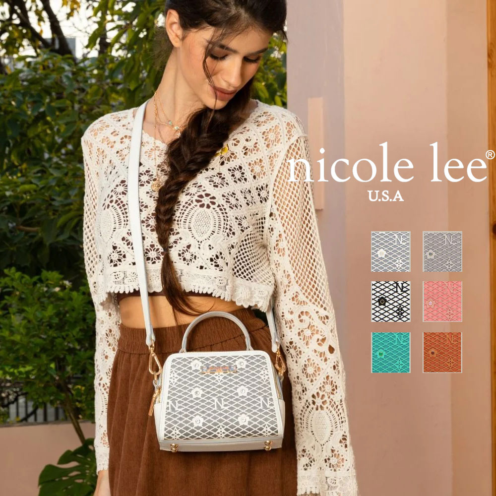 分量制限事項 NICOLE LEE ニコールリー LSR17285 GRACIE DOME SATCHEL ミニハンドバック 肩部 真四角御徒面子 レディース 30代 40代 20代 インスタ 差し上げ物 通い通学 フラワーレーザーカット 珠玉ビジュー 色合い石ころ フローラル 雅びやか ミニ豆の町