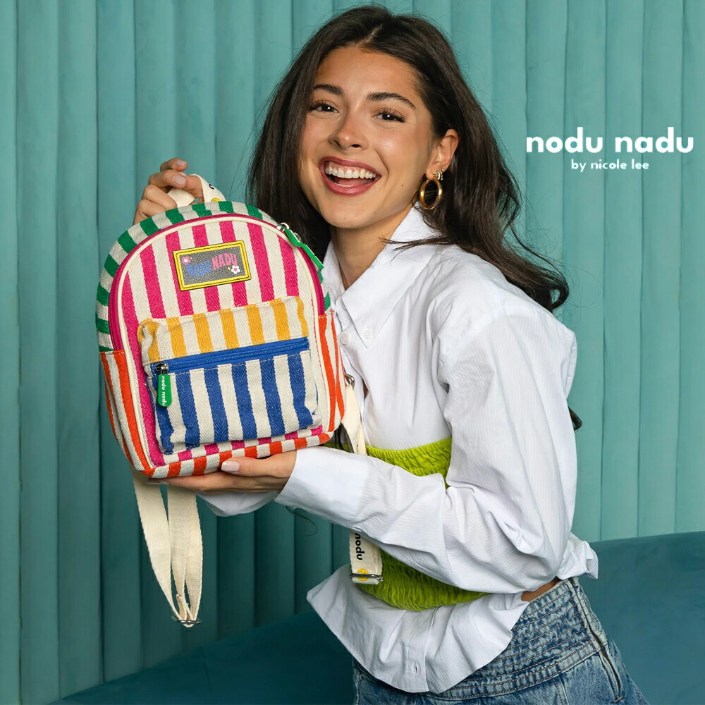 2026新作 数量限定 NICOLE LEE ニコールリー NN1163 NODU NADU SOLANA BAG - BACKPACK バックパック リュック リュックサック パステルカラー リネンライクバッグ 麻調 30代 40代 20代 50代 通勤通学 マルチカラー ストライプ カラフル ボーダー パステル 小さめ 可愛い｜ANGELINA - アンジェリーナ