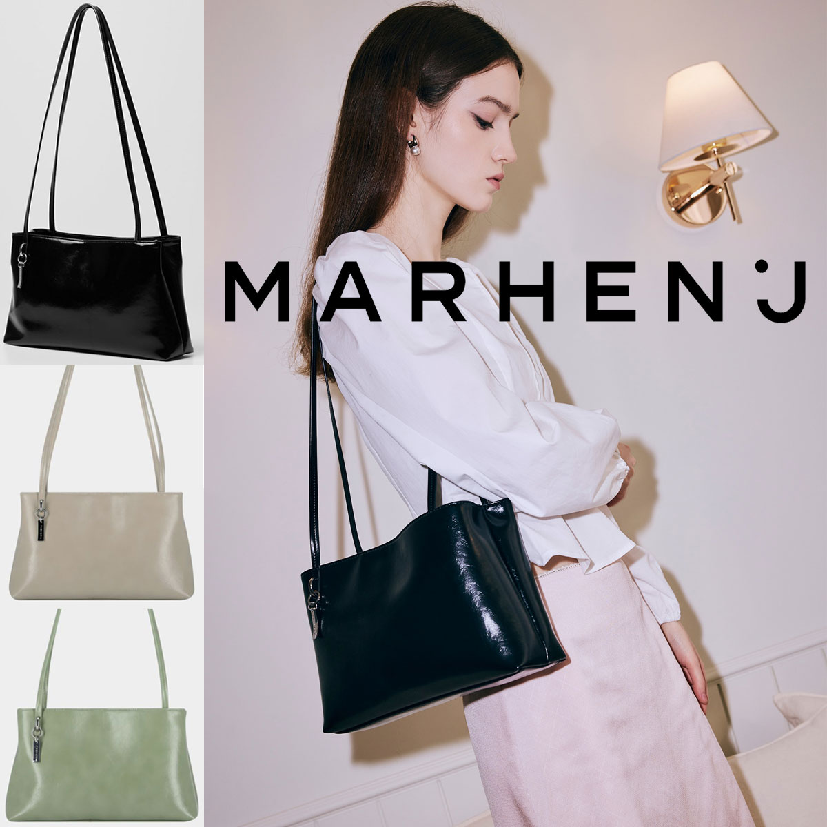2026新ブランド！保証付 返品OK MARHEN.J 日本 正規品 初上陸 マルヘンジェイ Romi Square Daily Shoulder Bag ロミ スクエア デイリー ショルダーバッグ 芸能人愛用ブランド 海外モデル 20代 30代 40代 50代 韓国 インスタ 高品質ビーガンレザー 通勤通学 大きめ 仕切り｜ANGELINA - アンジェリーナ
