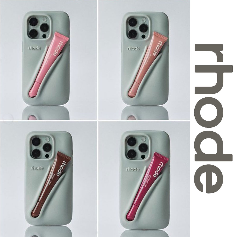 rhode スマホケース ピンク シリコン リップ付き ヘイリーリーバー