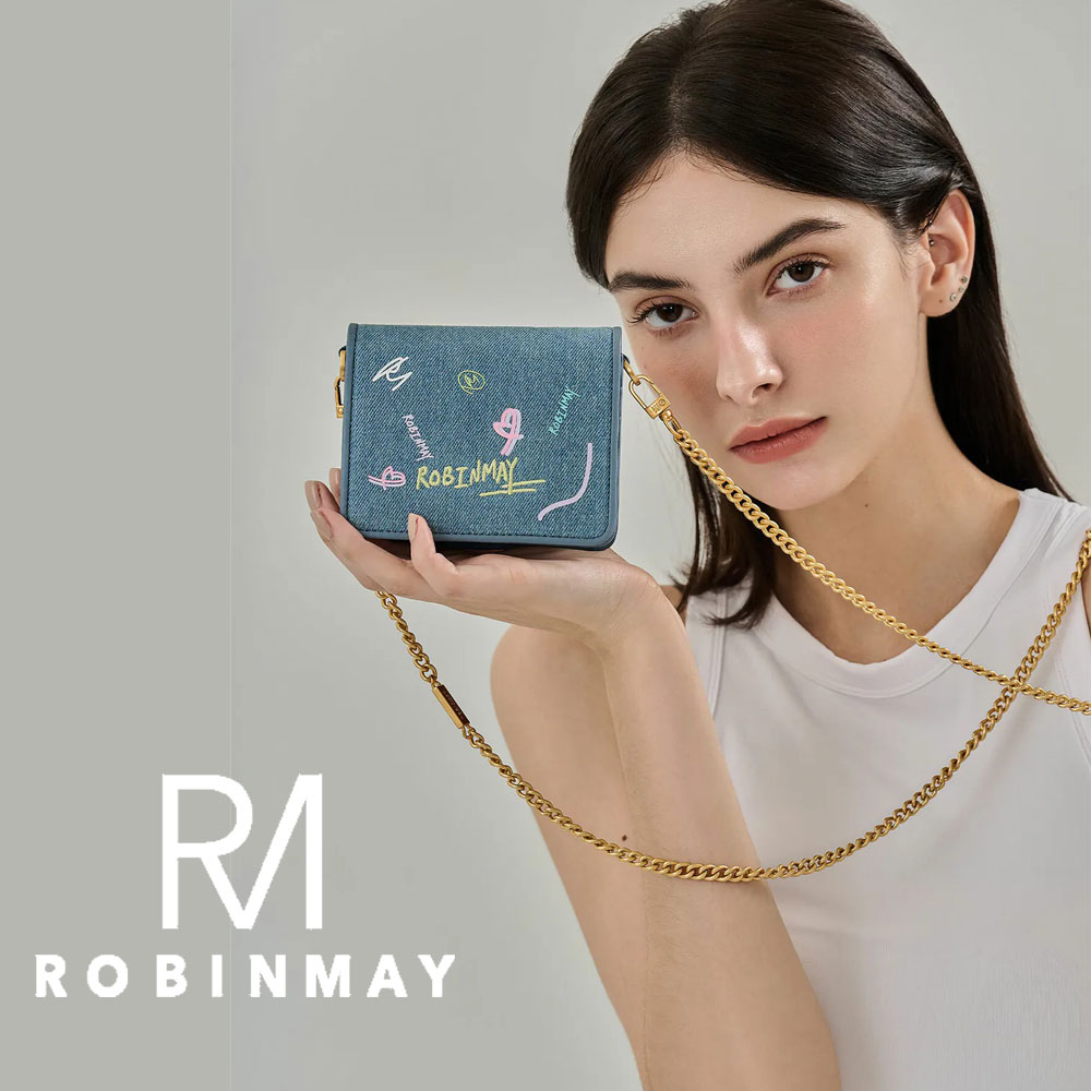保証付 返品OK 正規品 ROBINMAY ロビンメイ L132 ラクガキデザイン アメリカンポップ デニム チェーンショルダー財布 ミニ財布 お財布バッグ 折りたたみ財布 春夏秋冬 ビーガンレザー 通勤通学 人気 30代 40代 20代 SDGs サステナブル 台湾 鞄 ナナメ掛け Alexa鐵?包｜ANGELINA - アンジェリーナ