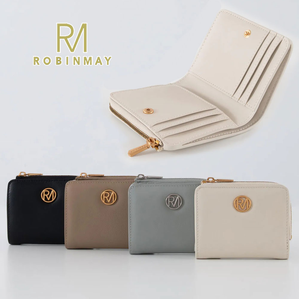 保証付 返品OK 正規品 ROBINMAY ロビンメイ TL021 上質レザーのコンパクトウォレット 本革 レザー L字ファスナー トップグレインレザー レディース RMロゴ 二つ折り財布 折りたたみ財布 ウォレット カード入れ さいふ 春夏秋冬 人気 30代 40代 20代 旅行 台湾｜ANGELINA - アンジェリーナ