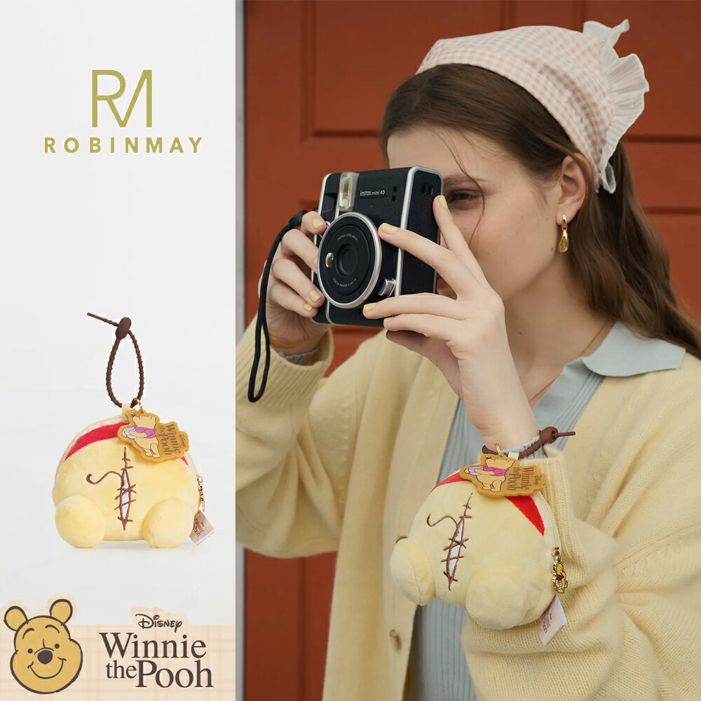 保証付 返品OK 正規品 2026 ROBINMAY ロビンメイ F272 ROBINMAY × クマのプーさん コラボ レディース RM ディズニー くまのプーさんコラボ 台湾 ディズニー くまのプーさん 薄型コインケースチャーム 30代 40代 50代 60代 通勤通学 ミニ財布 おしりポーチ 可愛い 黄色|ANGELINA - アンジェリーナ