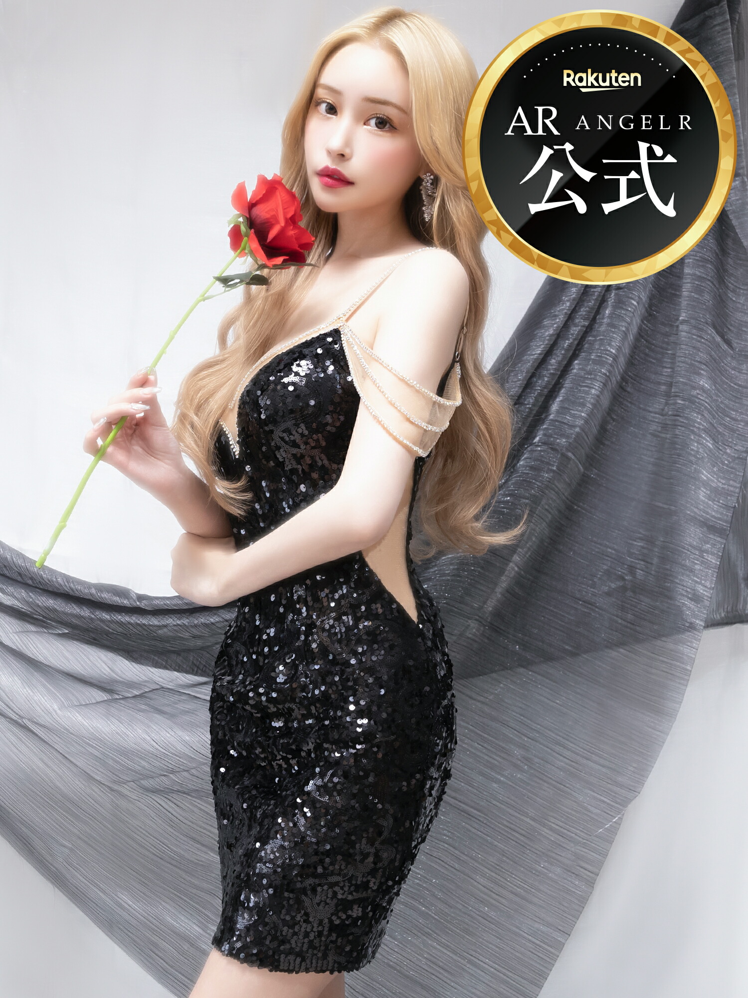 【堅苦しさバス発着場制限事項差し上げ物付】AngelR [天使アール] スパンコール / ビジュー / オフショルダー / ミニお召しもの ビジュー 待ち合い室 寄りあい 韓国お召しもの キャバドレス AR24342