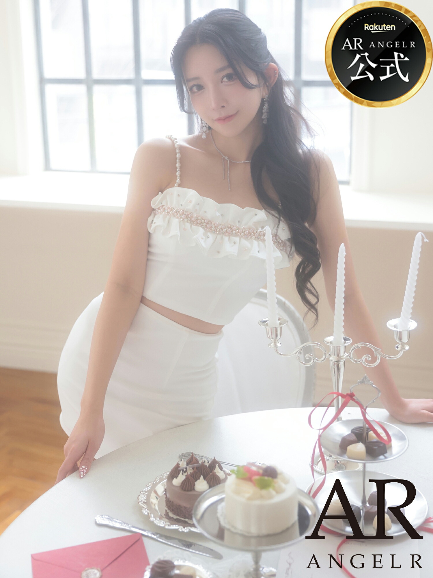 【堅苦しさバス発着場制限事項差し上げ物付】AngelR [天使アール] 乳ぶさフラウンス / パール / ビジュー / ベアいの一番 マイクロミニドレス ビジュー 待ち合い室 寄りあい 韓国お召しもの キャバドレス AR24234