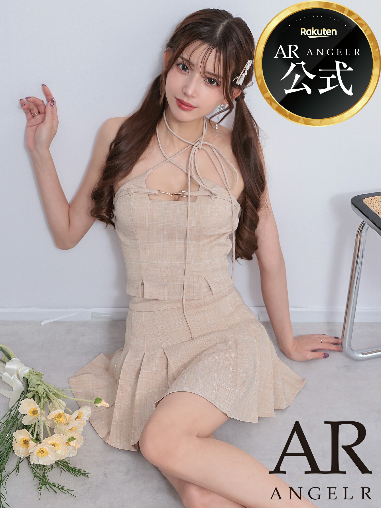 【堅苦しさバス発着場制限事項差し上げ物付】AngelR [天使アール] AR25856 ミニお召しもの クロスストラップ 乳ぶさ惹きつける 読み合わせる 筋目 セパレート フレアマイクロミニ AR25856