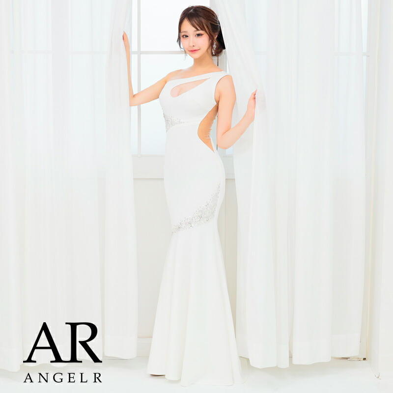 【公式ストア限定プレゼント付】AngelR [エンジェルアール] ワンショルダーバストカットデザインビジューマーメードロングドレス ノースリーブ ビジュー ラウンジ パーティー 韓国ドレス キャバドレス AR24331