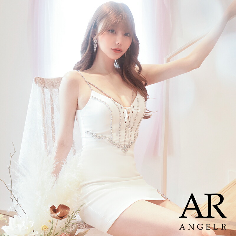 【堅苦しさバス発着場制限事項差し上げ物付】AngelR [天使アール] バストレースアップVウエストビジューミニドレス ノースリーブ ビジュー 待ち合い室 寄りあい 韓国お召しもの キャバドレス AR24826