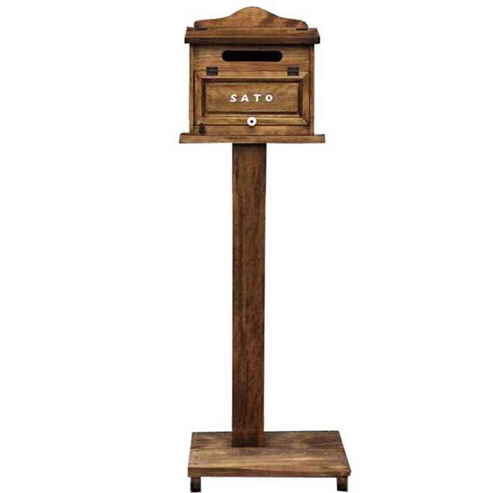 【継続期間制限事項10％OFF】郵便うけ 横型 アンティーク赤銅色 37×14×36糎 高さ140糎 名入れ 文字記号白いこと 看板 独立独歩照明ランプ 木製 ひのき お手々お手伝いさん  購入注文お手伝いさん