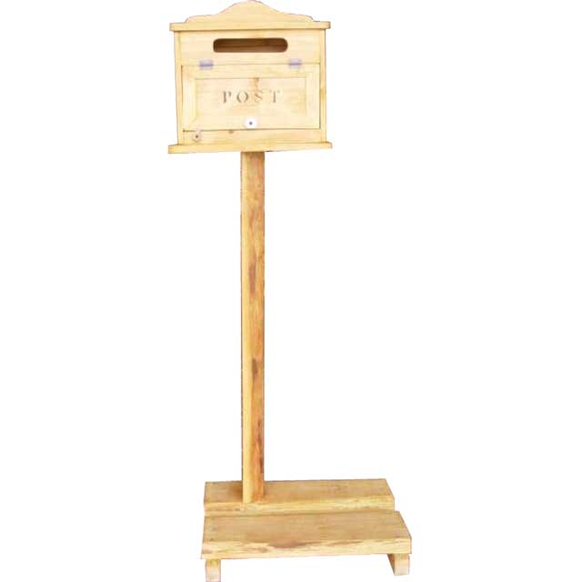 ポスト 自立スタンド ナチュラル 奥行き17cm POST ステンシル 郵便受け 木製 ひのき ハンドメイド オーダーメイド