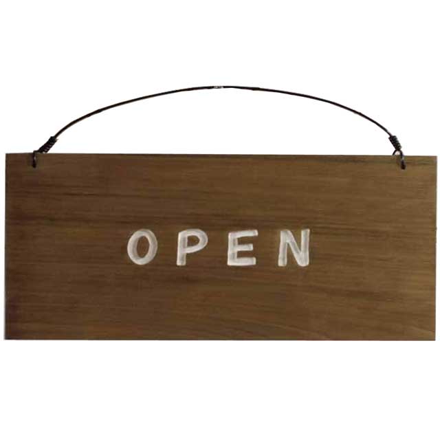 ショッププレート アンティークブラウン 28×2×13cm OPEN＆CLOSEDプレート 文字ホワイト 木製 ひのき ハンドメイド オーダーメイド 6,873円