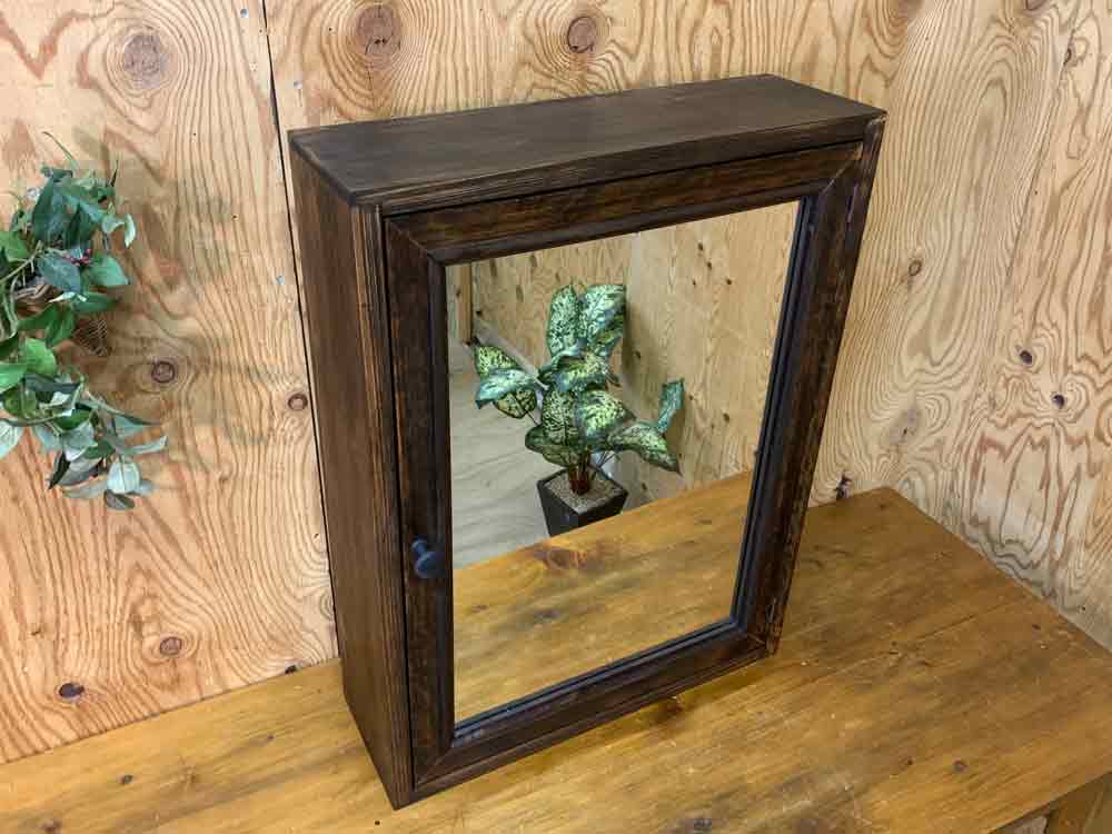 キャビネット 全面ミラー扉 ダークブラウン 45×15×60cm ハンドメイド 木製 ひのき 背板つき アイアンつまみ オーダーメイド 収納家具 | unizambeze.ac.mz