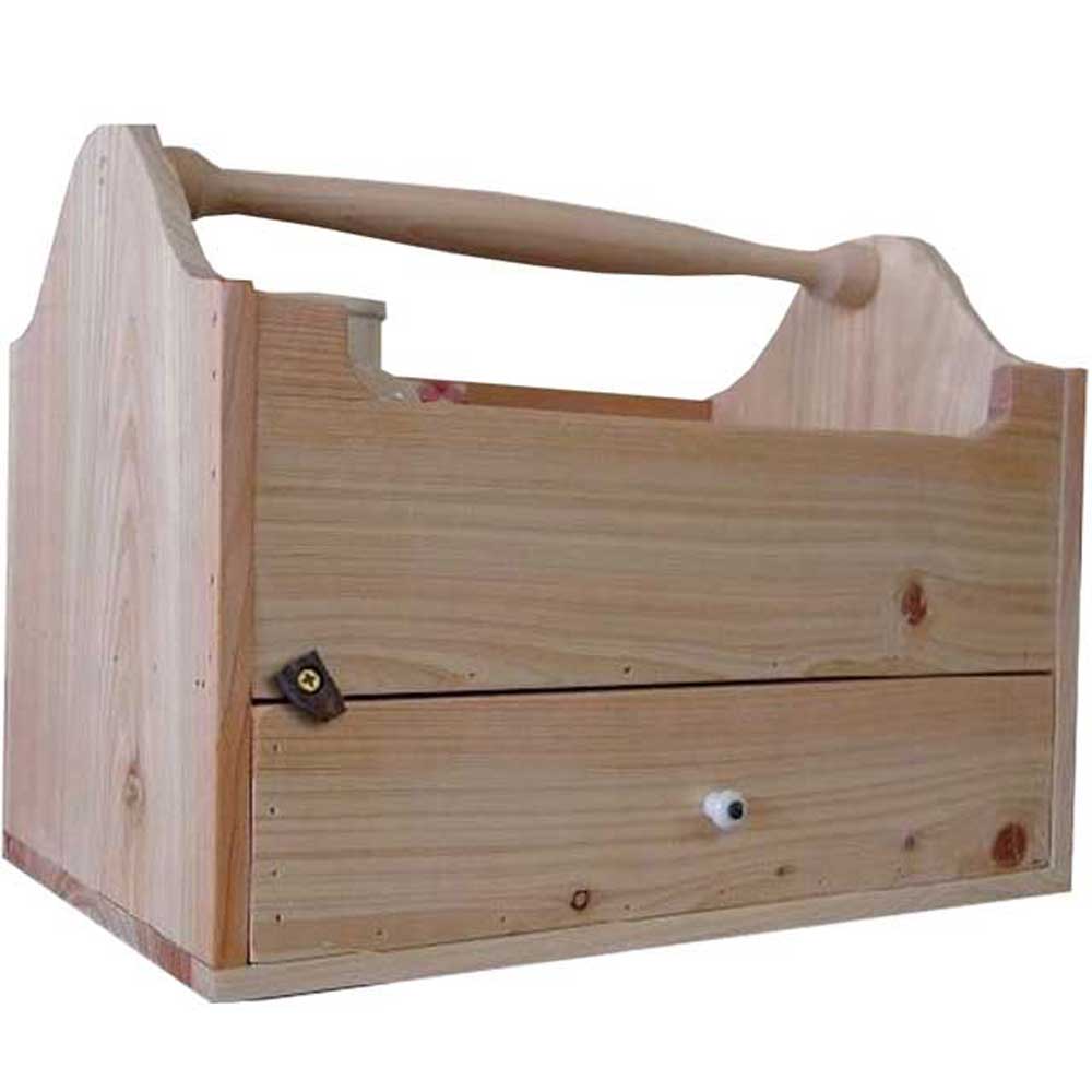 ツールボックス 工具箱 無塗装白木 37×24×30cm ソーイングボックス 北欧 ひのき 木製 ハンドメイド オーダーメイド 14,520円