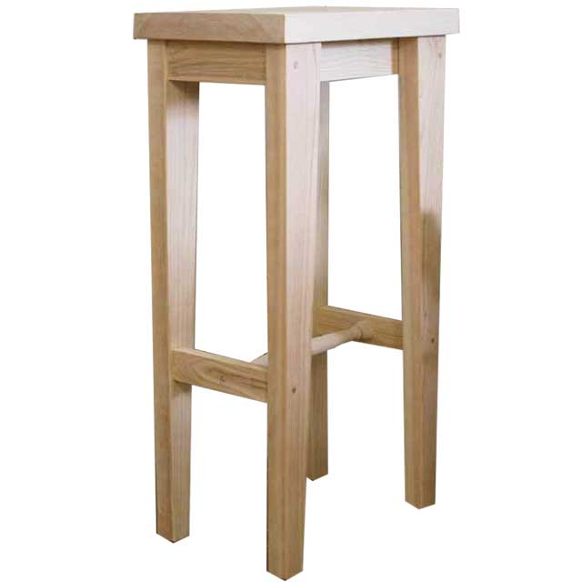 スツール 角型 無塗装白木 w36d25h70cm STOOL 木製 ひのき ハンドメイド オーダーメイド