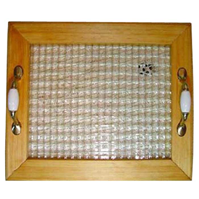 お盆 チェッカー瑠璃 w35d30h5.5糎 自然的 金管楽器耐久性手 木材お盆 木製 ひのき 御手々御手伝いさん 購入注文御手伝いさん