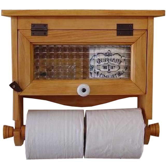 トイレットペーパーホルダー 2個取り付け ナチュラル w30d28h12cm チェッカーガラス スリム 木製 ひのき ハンドメイド オーダーメイド｜エンジェルズ　ダスト