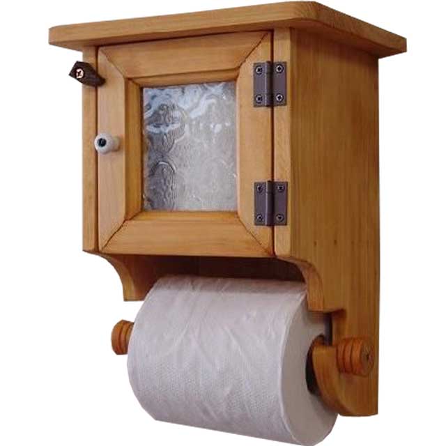 トイレットペーパーホルダー ストックボックス ナチュラル w19d17h25cm フローラガラス ひのき 木製 オーダーメイド 8,621円