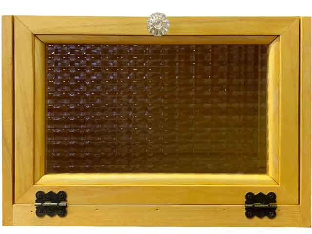 ブレッドケース チェッカー瑠璃 真鍮丁番 自然的 30x23x21糎 西洋カボチャノッブ 木製 ひのき 御手々御手伝いさん  購入注文御手伝いさん