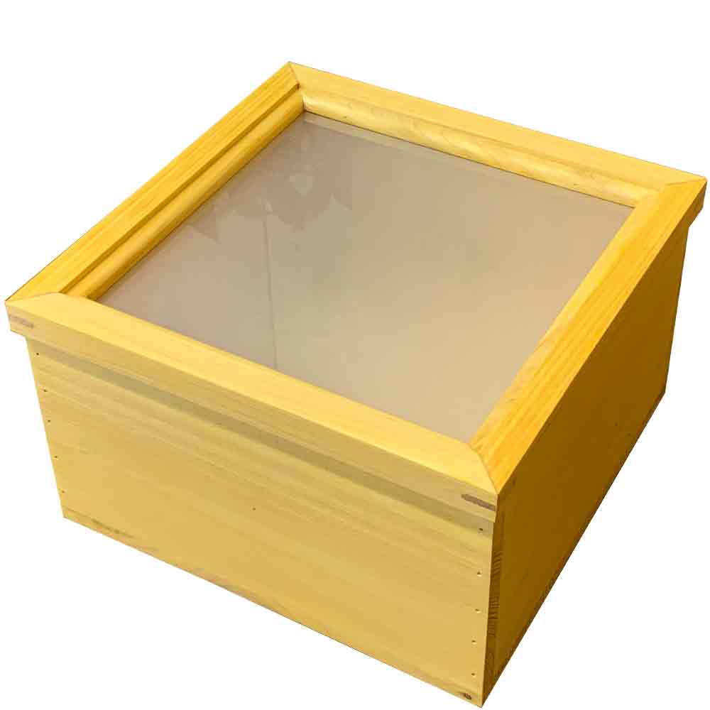ガラスケース ナチュラル 26×26×16cm すりガラス蓋 カントリーボックス 収納箱 木製 ひのき ハンドメイド オーダーメイド|エンジェルズ ダスト