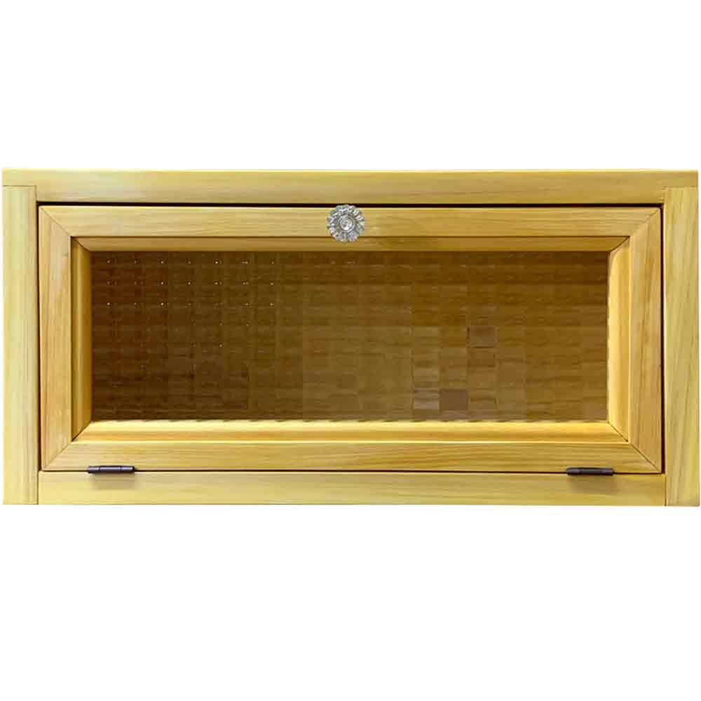 横型キャビネット チェッカーガラス 40&times;13&times;20cm ナチュラル パンプキンノブ 背板あり 木製 ひのき ハンドメイド オーダーメイド｜エンジェルズ　ダスト 17,243円