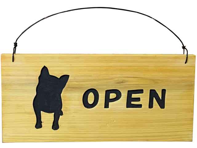 OPEN＆CLOSE一皿 フレンチブルドッグ 自然的 ひのき 木製 お手手御手伝いさん  購入注文御手伝いさん