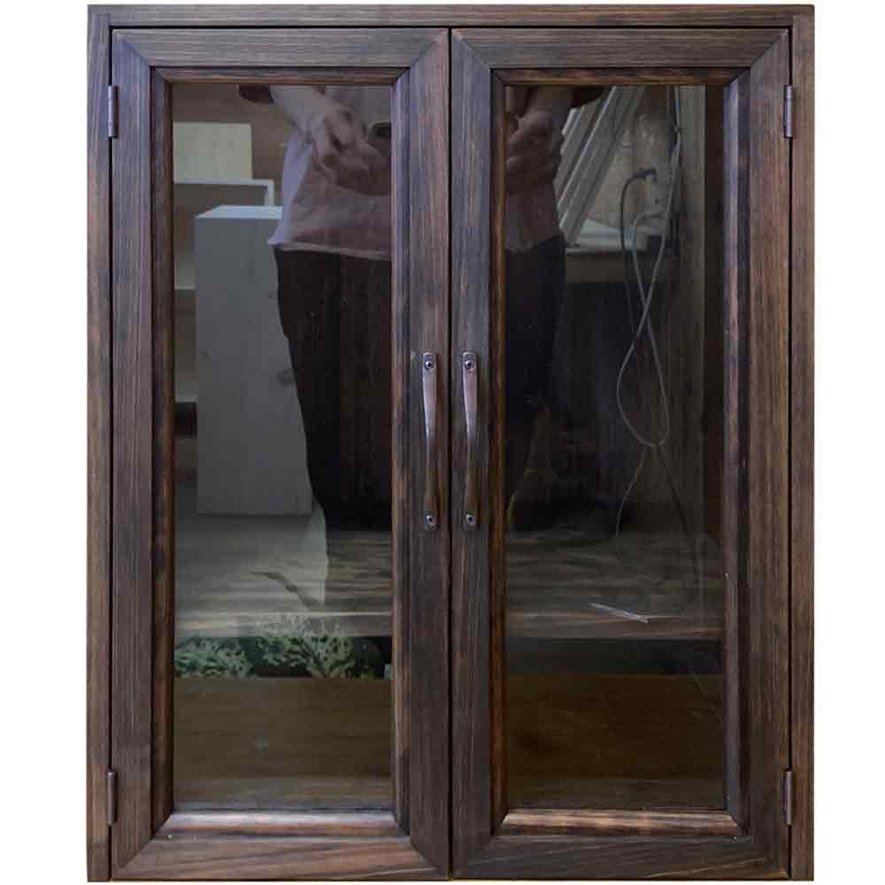 ペットのお仏壇 透明ガラス ダークブラウン 37x22x45cm 取外し可能棚 ブロンズ取手 木製 ひのき ハンドメイド オーダーメイド｜エンジェルズ　ダスト