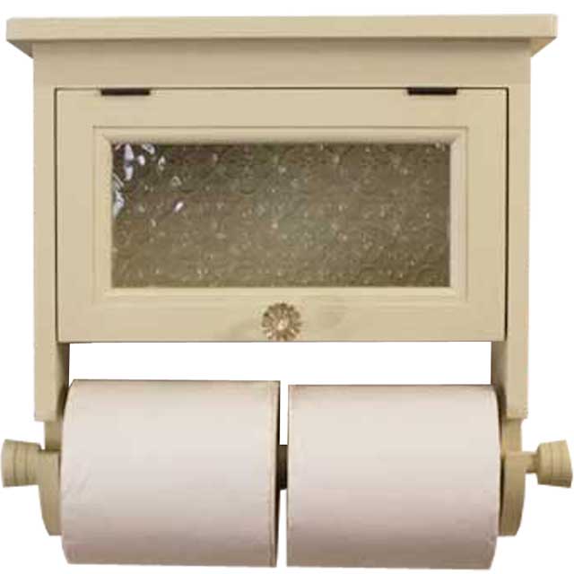 ダブルトイレットペーパーホルダー フローラガラス アンティーク白いこと w30d12h28糎 か細い 木製 ひのき お手々お手伝いさん 購入注文お手伝いさん