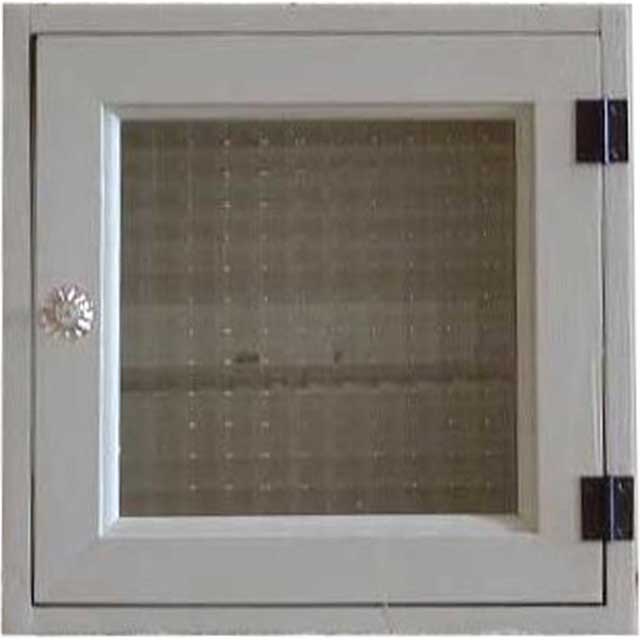 キーボックス アンティークホワイト 25&times;10&times;25cm チェッカーガラス パンプキンノブ 正方形 角型タイプ ニッチ用 木製 ひのき ハンドメイド オーダーメイド｜エンジェルズ　ダスト