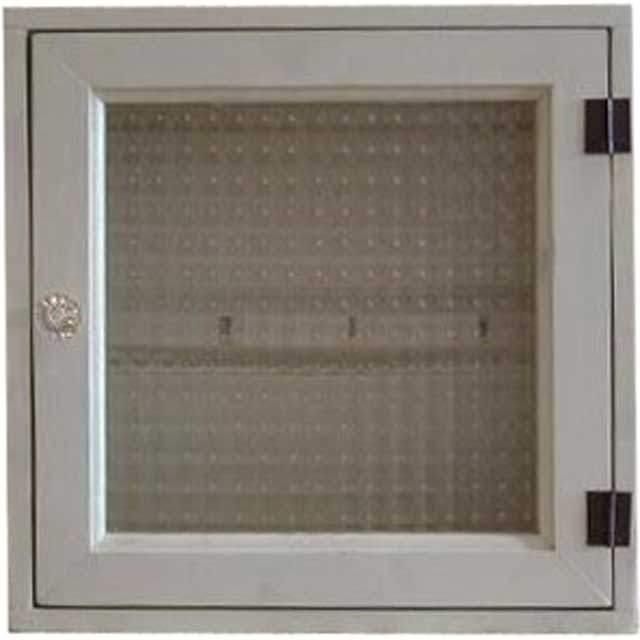 キーボックス アンティークホワイト 30×10×30cm チェッカーガラス パンプキンノブ 正方形 角型 ニッチ用 木製 ひのき ハンドメイド オーダーメイド 13,746円