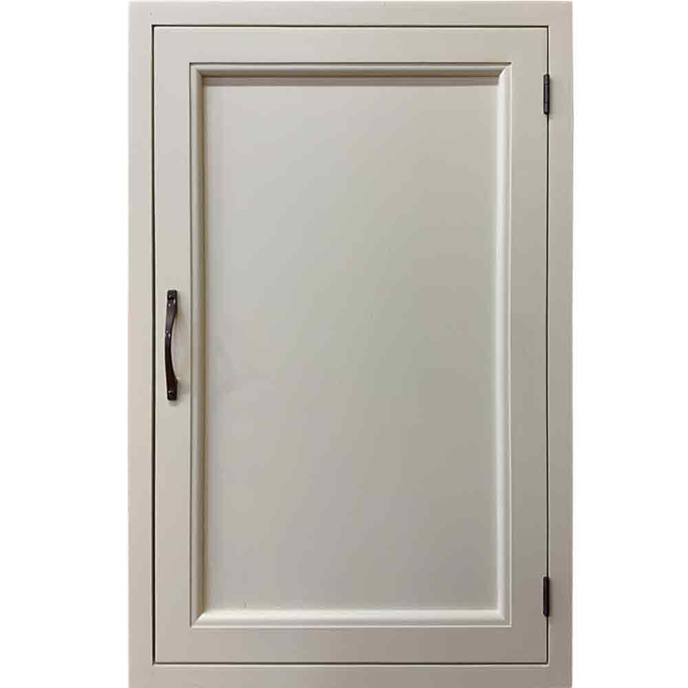 トイレットペーパーキャビネット アンティークホワイト 36.5&times;15&times;57.5cm 背板つき ブロンズ取っ手 木製扉 木製 ひのき ハンドメイド オーダーメイド｜エンジェルズ　ダスト