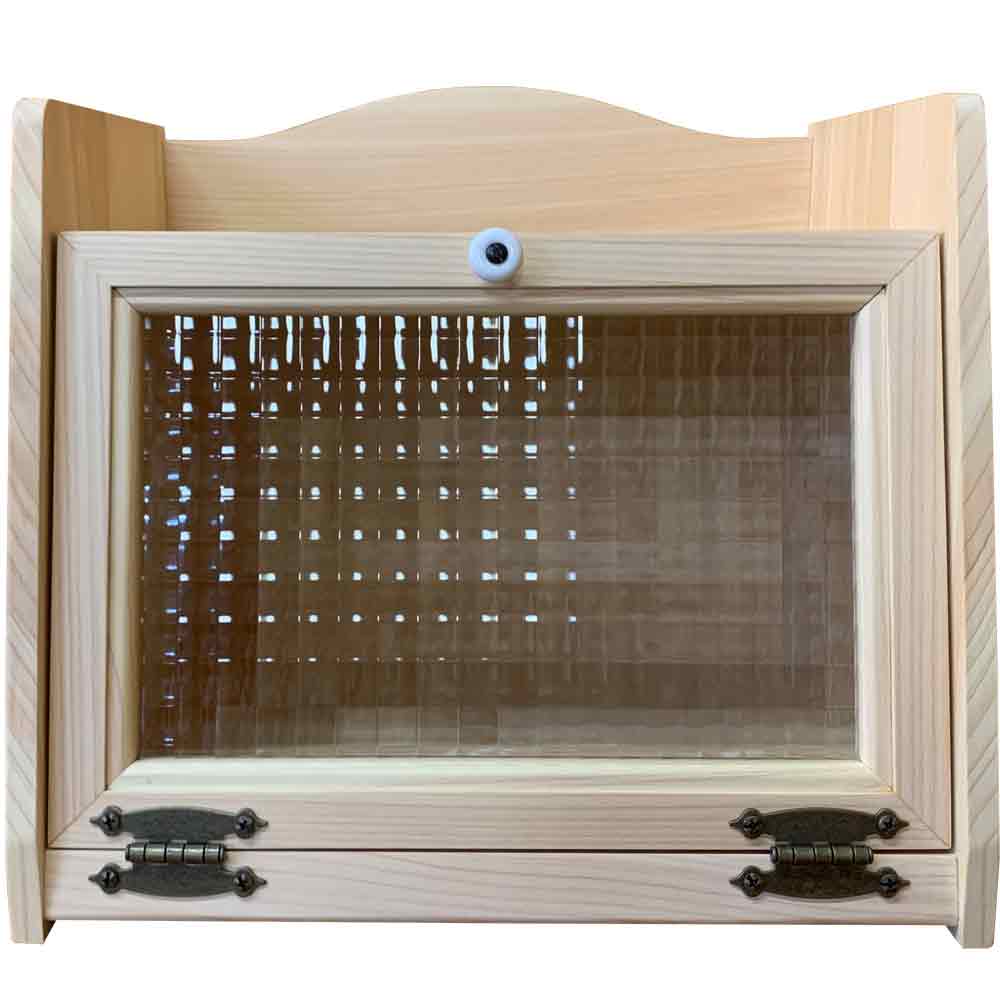 ブレッドケース チェッカー瑠璃 ともし火オーク材 35×25×32糎 アンティークゴールド飾りつけつがい目 木製 ひのき 御手々御手伝いさん 購入注文御手伝いさん