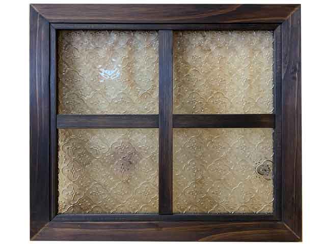 瑠璃ひな形 フローラガラス 片面 40x2x35糎 うす暗い赤銅色 木製 ひのき 御手々御手伝いさん  購入注文御手伝いさん