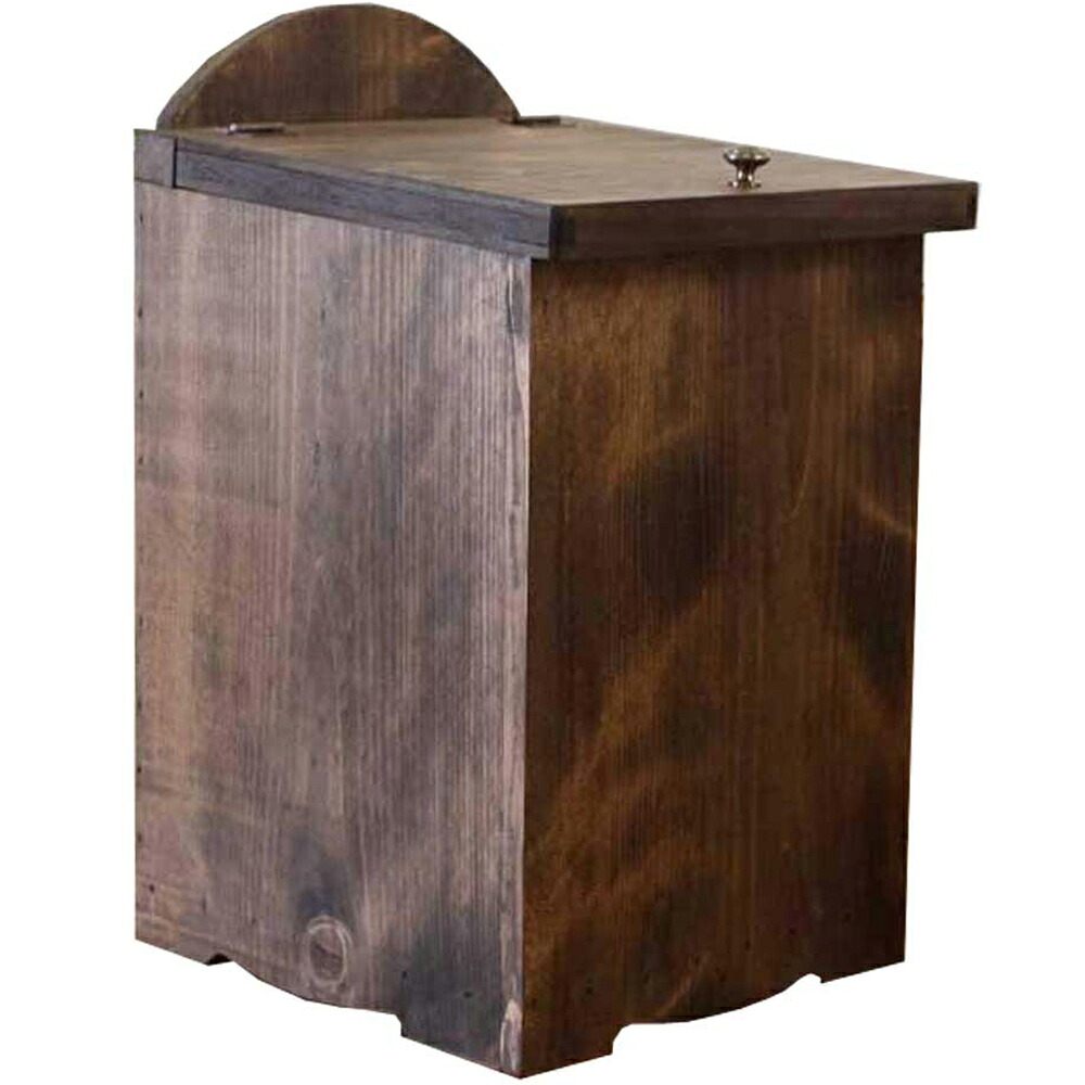砂ぼこりボックス席 紙くずかご ミニサイズ  上部・金管楽器つまみ付き添い人 23×23×37糎 まっ黒い赤銅色 木製 ひのき お手手御手伝いさん  購入注文御手伝いさん