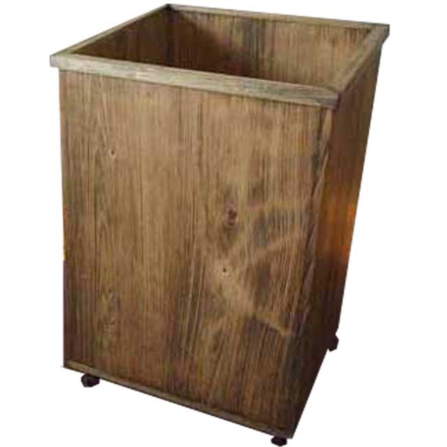 ダストボックス キャスター付き アンティークブラウン w32d32h45cm ごみ箱 TRASH 木製 ひのき ハンドメイド オーダーメイド｜エンジェルズ　ダスト