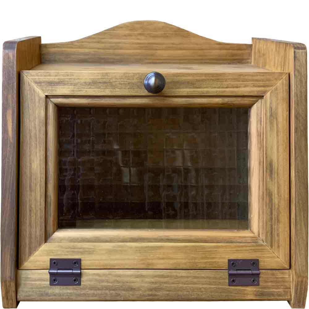 ブレッドケース 金管楽器つまみ アンティーク赤銅色 25×17×23糎 ミニミニサイズ チェッカー瑠璃 木製 ひのき 御手々御手伝いさん 購入注文御手伝いさん