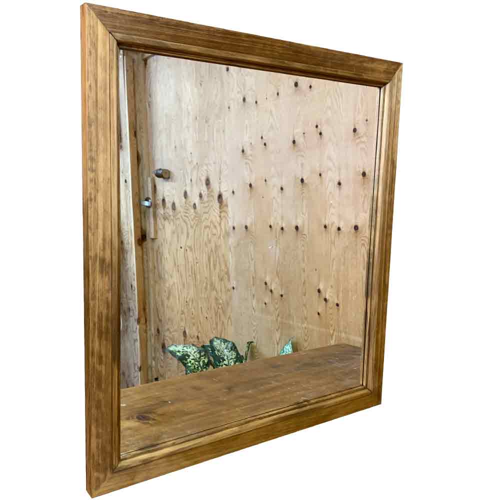 ミラー 吊り下げ金具付 アンティークブラウン 60×2×65cm 壁掛け 木製 ひのき ハンドメイド オーダーメイド