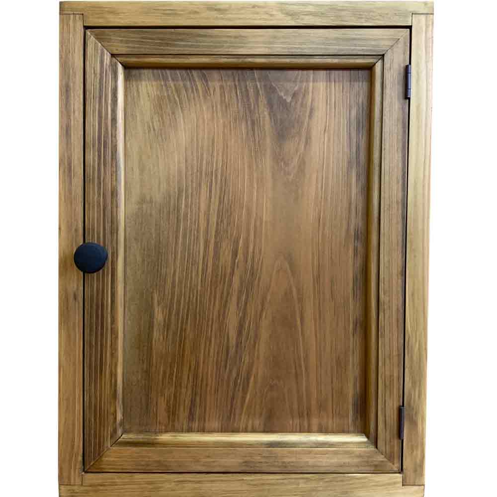 キャビネット 木製扉 アンティークブラウン 30×11×40cm アイアンつまみ ニッチ用 二段仕様 背板なし 木製 ひのき ハンドメイド オーダーメイド