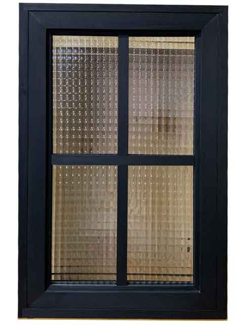 室内窓 チェッカー瑠璃 はめ殺すこと 42x15x64珊 ブラックステイン 両面桟入り 木製 ひのき お手手御手伝いさん  購入注文御手伝いさん