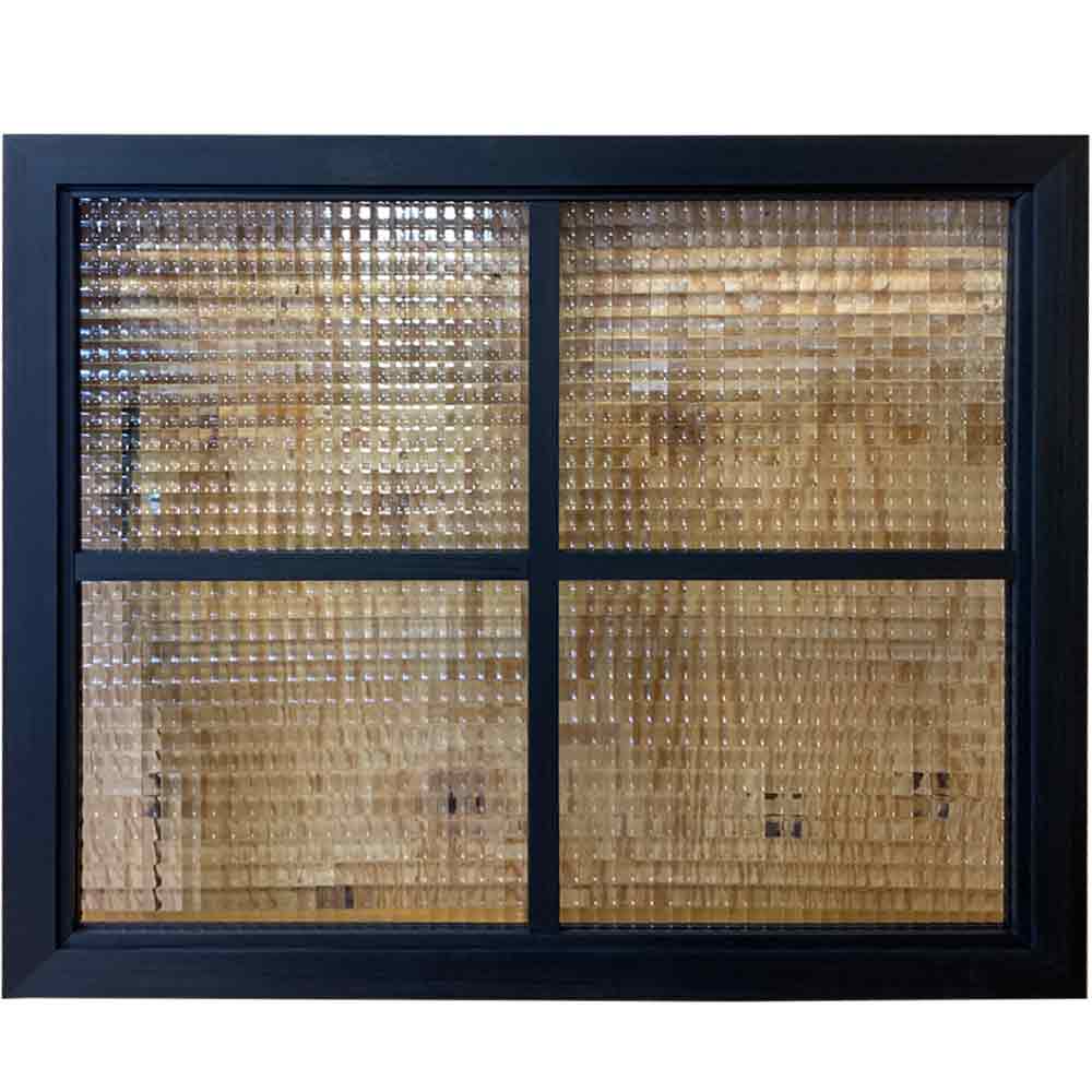 室内窓 チェッカーガラス ブラックステイン 70×3.5×60cm 両面桟入り 木製 ひのき ハンドメイド オーダーメイド