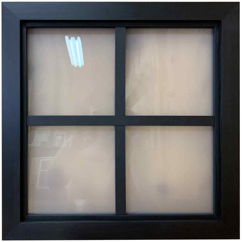 FIX窓・室内窓 すりガラス 両面桟入り ブラックステイン 45x3.5x45cm 木製 ひのき ハンドメイド オーダーメイド|エンジェルズ ダスト