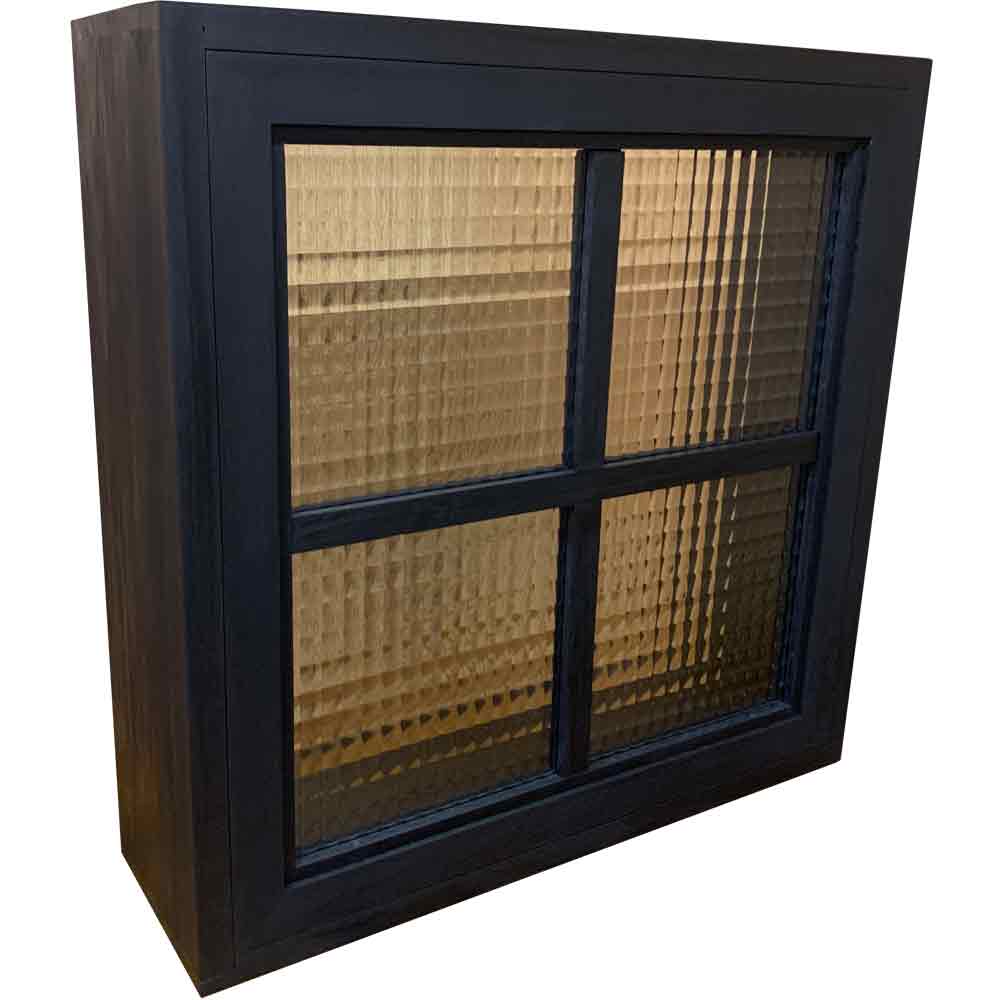 フィックス窓 ブラックステイン 50×15×50cm チェッカーガラス 両面桟入り 枠つき 室内窓 採光窓 木製 ひのき ハンドメイド オーダーメイド 36,966円