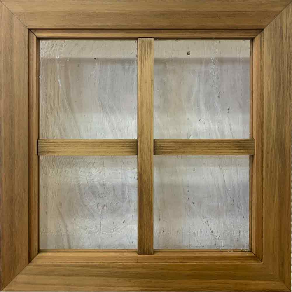 室内窓 FIX窓 アルトドイッチェガラス アンティーク赤銅色 35×2.5×35糎 両面十字桟入り 北欧 木製 ひのき お手々お手伝いさん 購入注文お手伝いさん