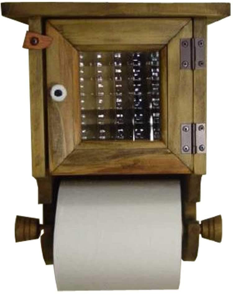 トイレットペーパーホルダー アンティークブラウン 19×17×25cm ストックボックス チェッカーガラス 木製 ひのき ハンドメイド オーダーメイド|エンジェルズ ダスト