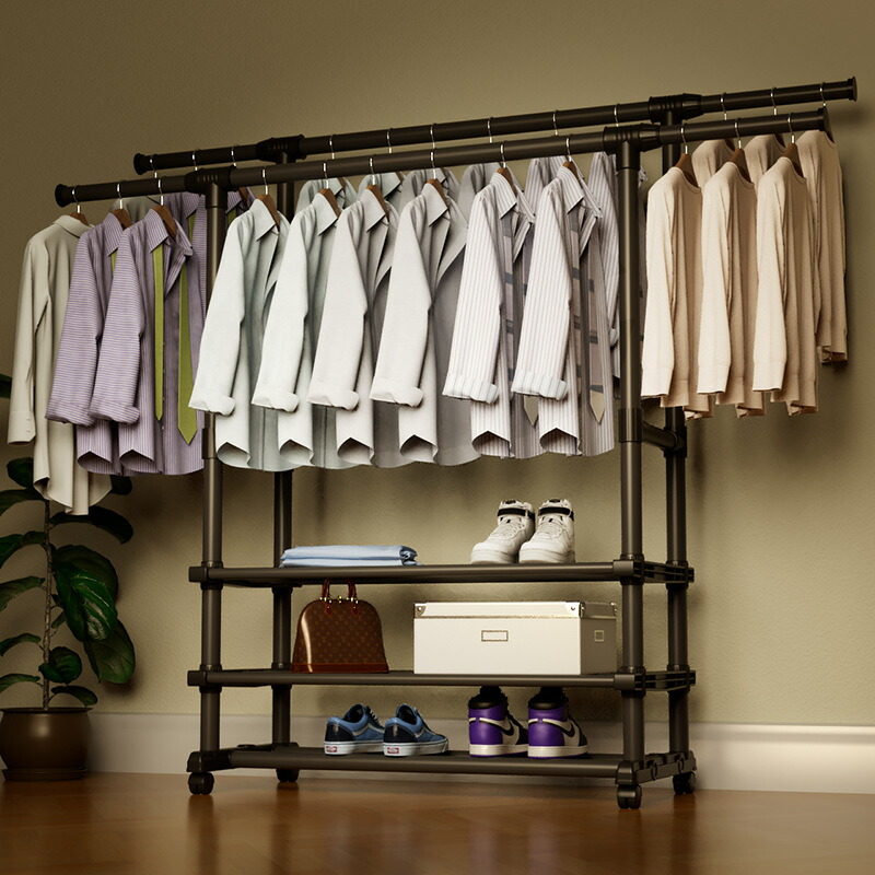 楽天市場】たて・よこ伸縮 シンプルパイプハンガー ダブル TYSSH-90BK