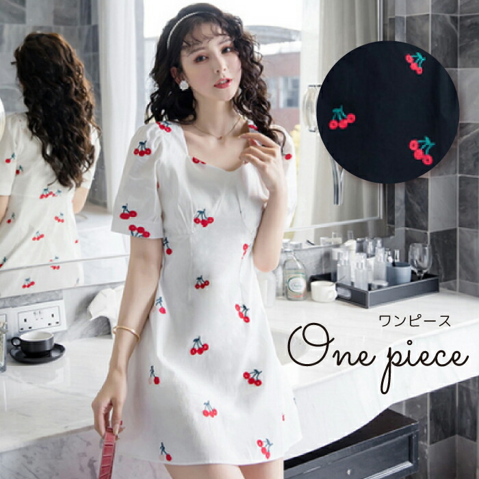 楽天市場 レディース ワンピース 半袖 ワンピース さくらんぼ ミニ丈 ワンピース 半袖ワンピ スカート 可愛い ワンピース 韓国 レディース 春 夏 秋 量産型 コーデ 返品交換不可 エンジェルローブヴィセ ヴィセ Visee Ys001 天使のドレス屋さん