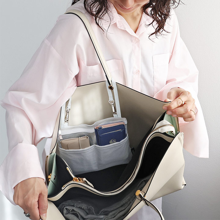 軽量メッシュ 吊り下げバッグインバッグ/バッグインバッグ 小さめ 軽量