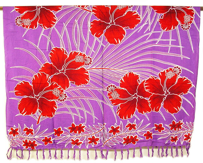 最大63 オフ パレオ 更紗 マルチクロス 赤ハイビスカス パープル おしゃれな タペストリー テーブルクロス アジアン