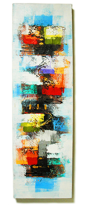 バリアート絵画 L 縦　抽象画 [100x30cm] アジアン 雑貨 バリ 雑貨 タイ 雑貨 アジアン インテリア 送料無料